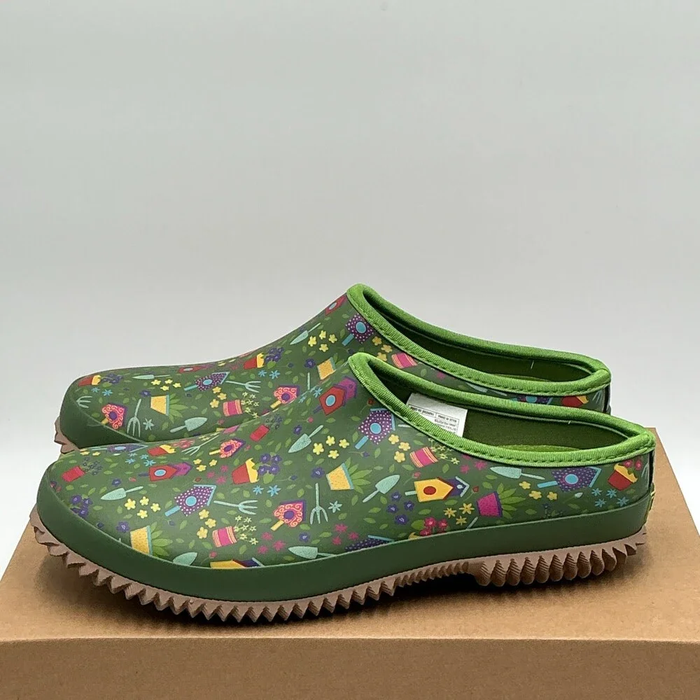 Western Chief Clogs Women's US 9 Green Garden Bird House Comfort Shoes Eby4451